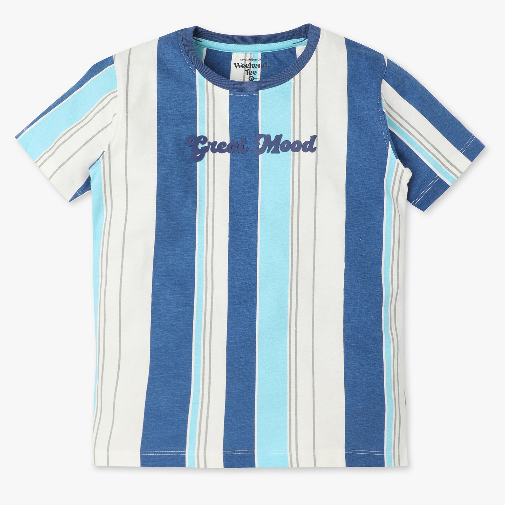 Boys Oversize Striped Crew Neck Half Sleeve T-Shirt