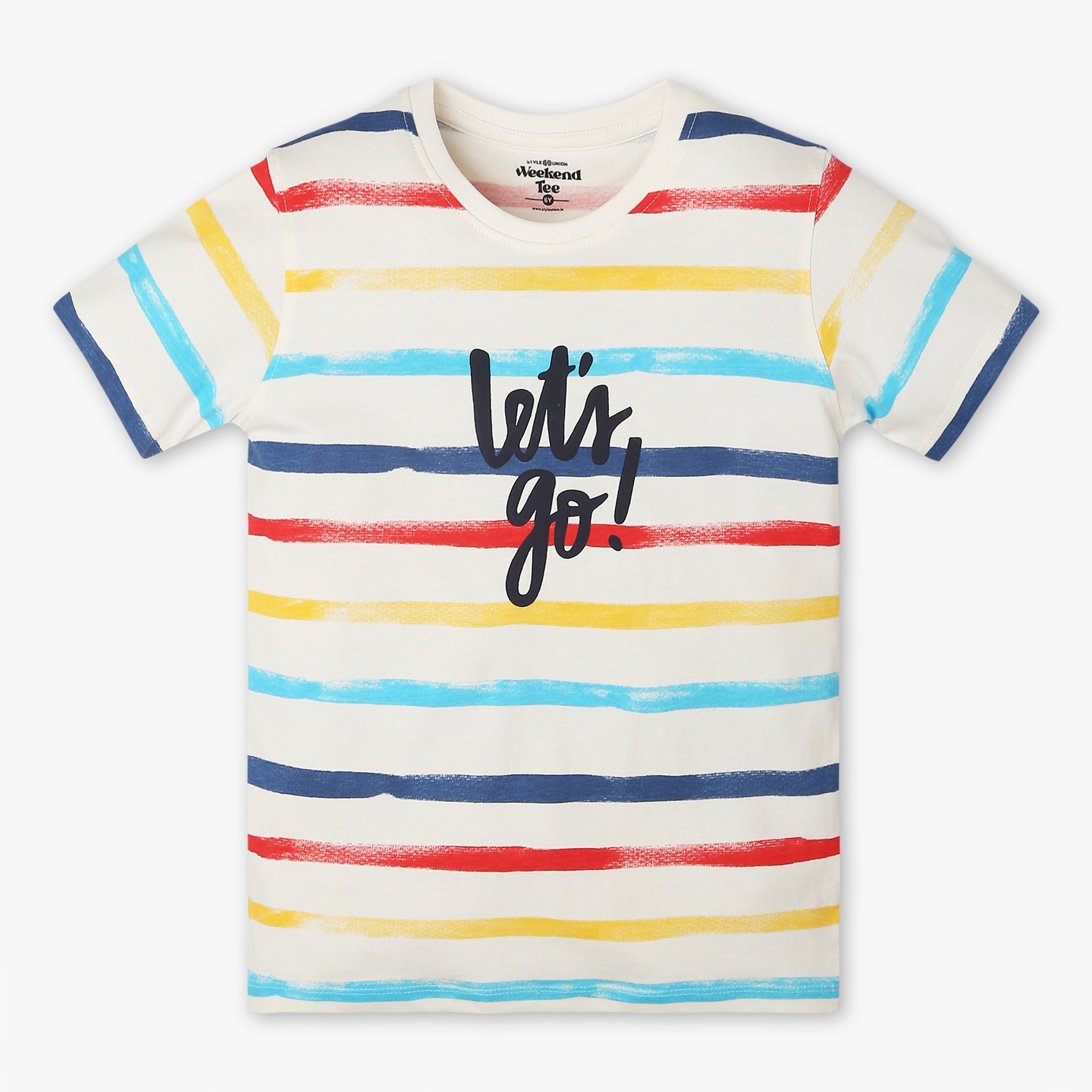 Boys Regular Fit Striped Crew Neck Half Sleeve T-Shirt