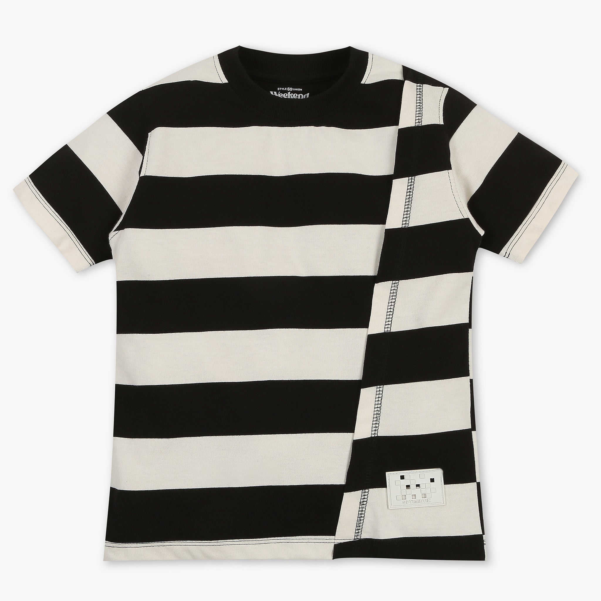 Boys Striped Cotton Polyester T-Shirt