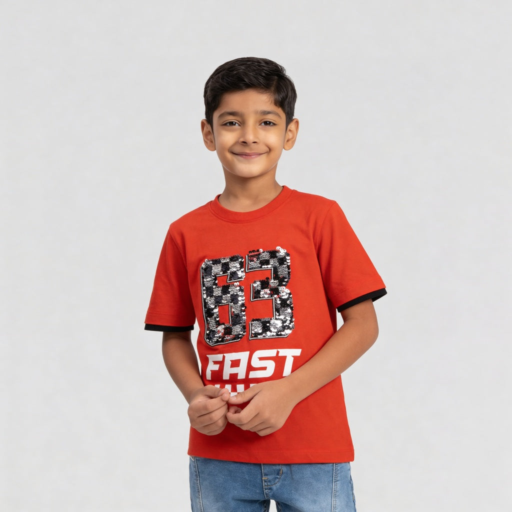 Boys Cotton Printed Crew Neck Weekend T-Shirt