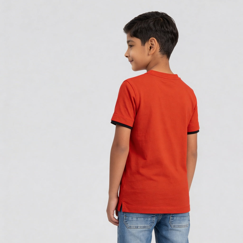 Boys Cotton Printed Crew Neck Weekend T-Shirt