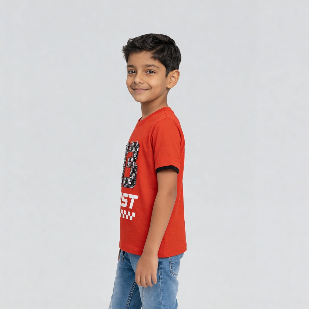 Boys Cotton Printed Crew Neck Weekend T-Shirt