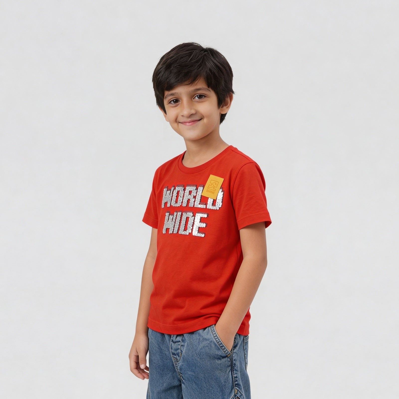 Boys Cotton Embellished Oversize T-Shirt