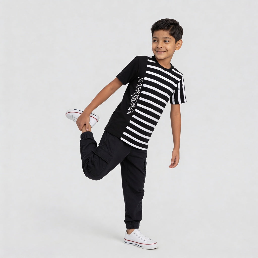 Boys Striped Crew Neck Future Squad T-Shirt