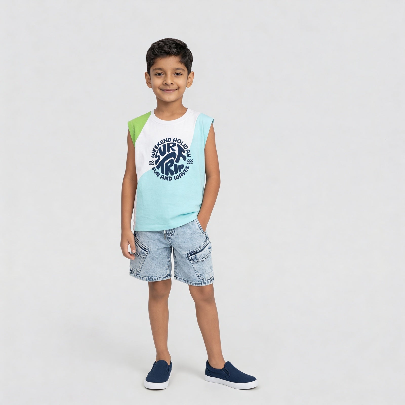 Boys Cotton Printed Summer Paradies Tank T-Shirt