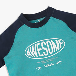 Boys Cotton Printed Crew Neck T-Shirt