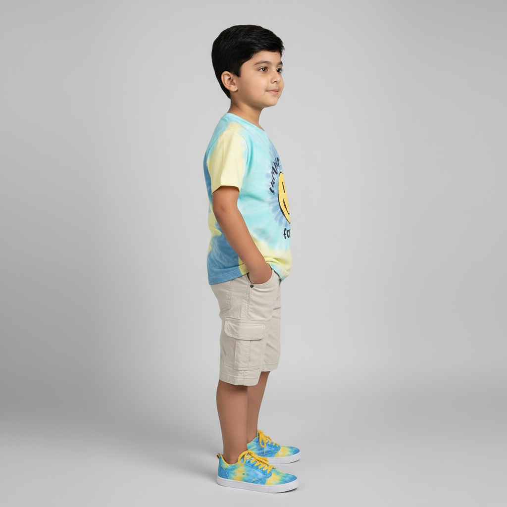 Boys Cotton Tie-Dye Crew Neck T-Shirt