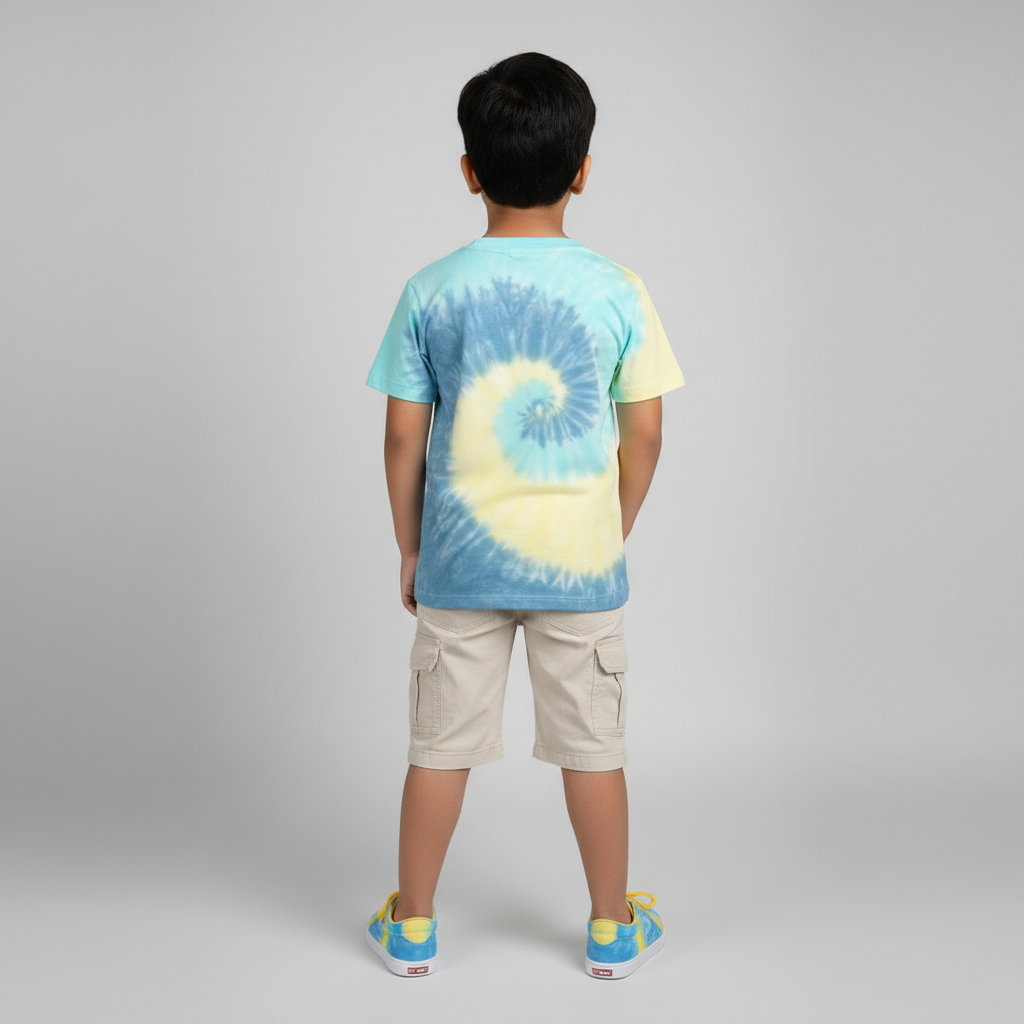 Boys Cotton Tie-Dye Crew Neck T-Shirt