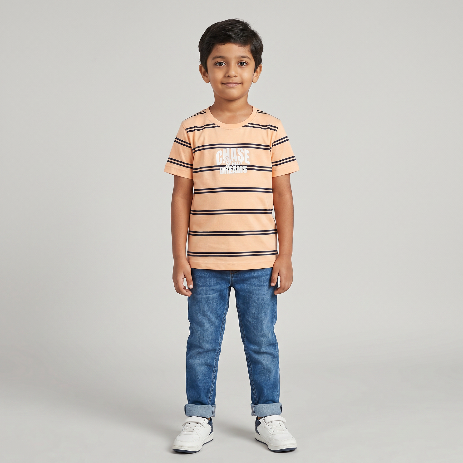 Boys Cotton Striped T-Shirt