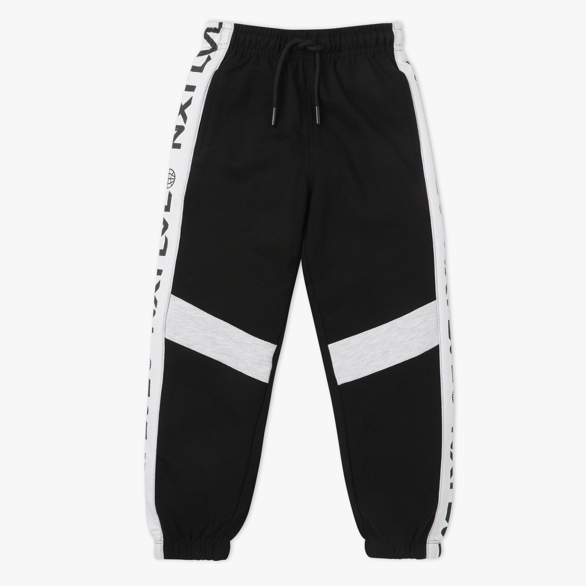 Boys Regular Fit Cut and Sew Full Length Mid Rise Joggers