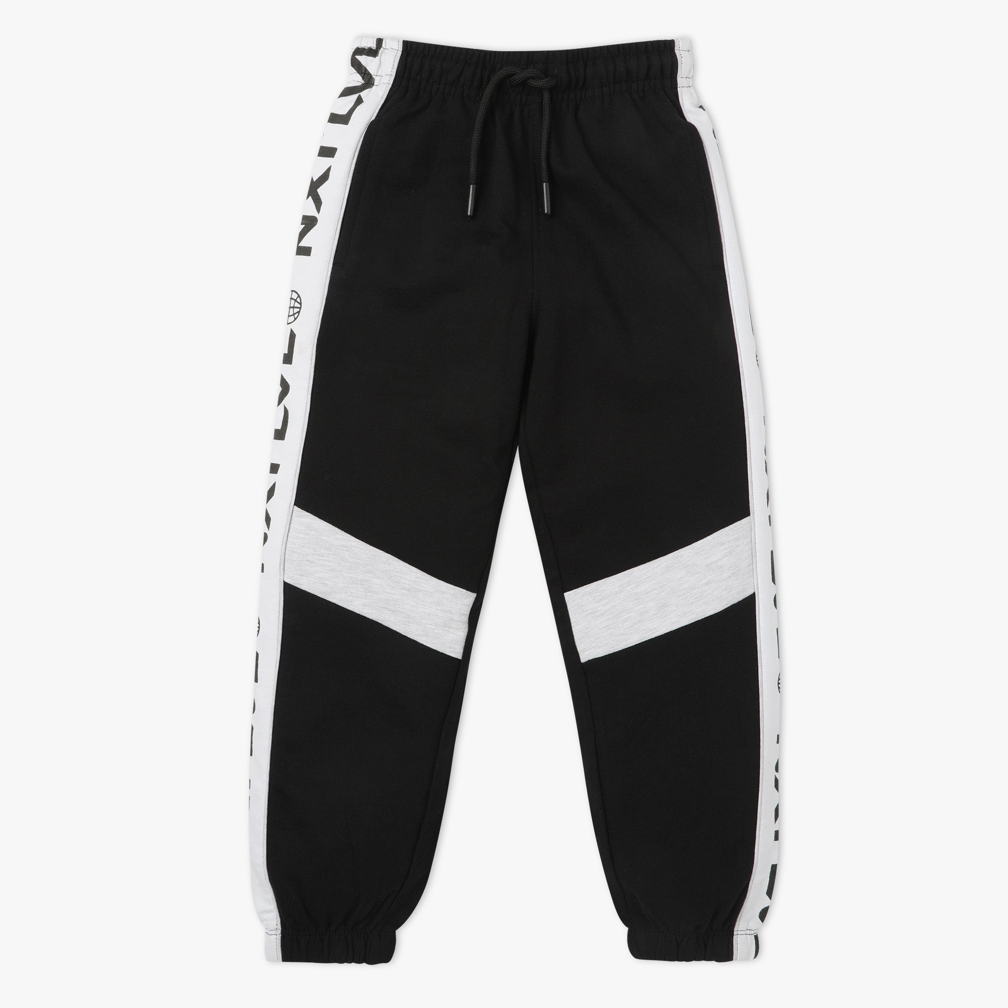 Boys Regular Fit Cut and Sew Full Length Mid Rise Joggers