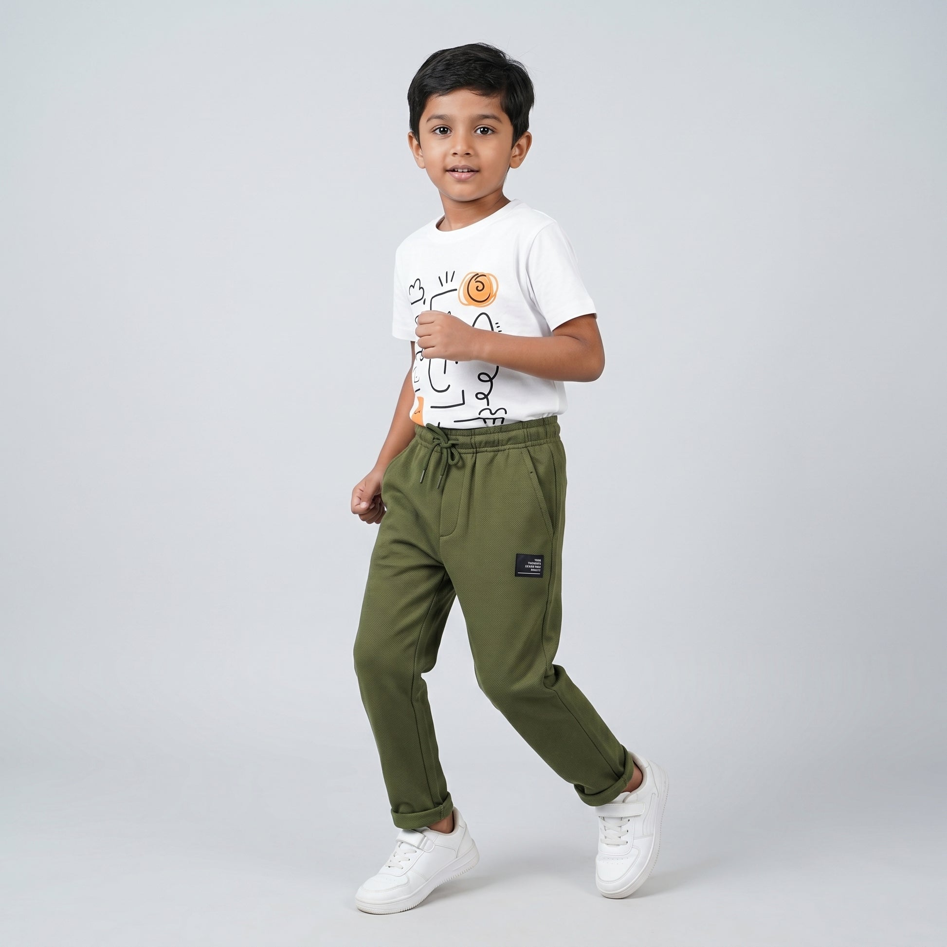 Boys Structured Solid Trackpants