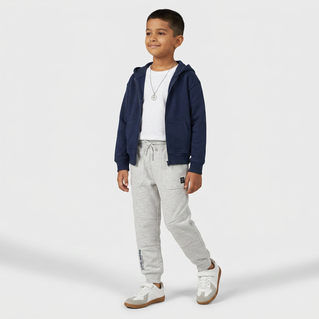 Boys Cotton Cut and Sew Mid Rise Joggers