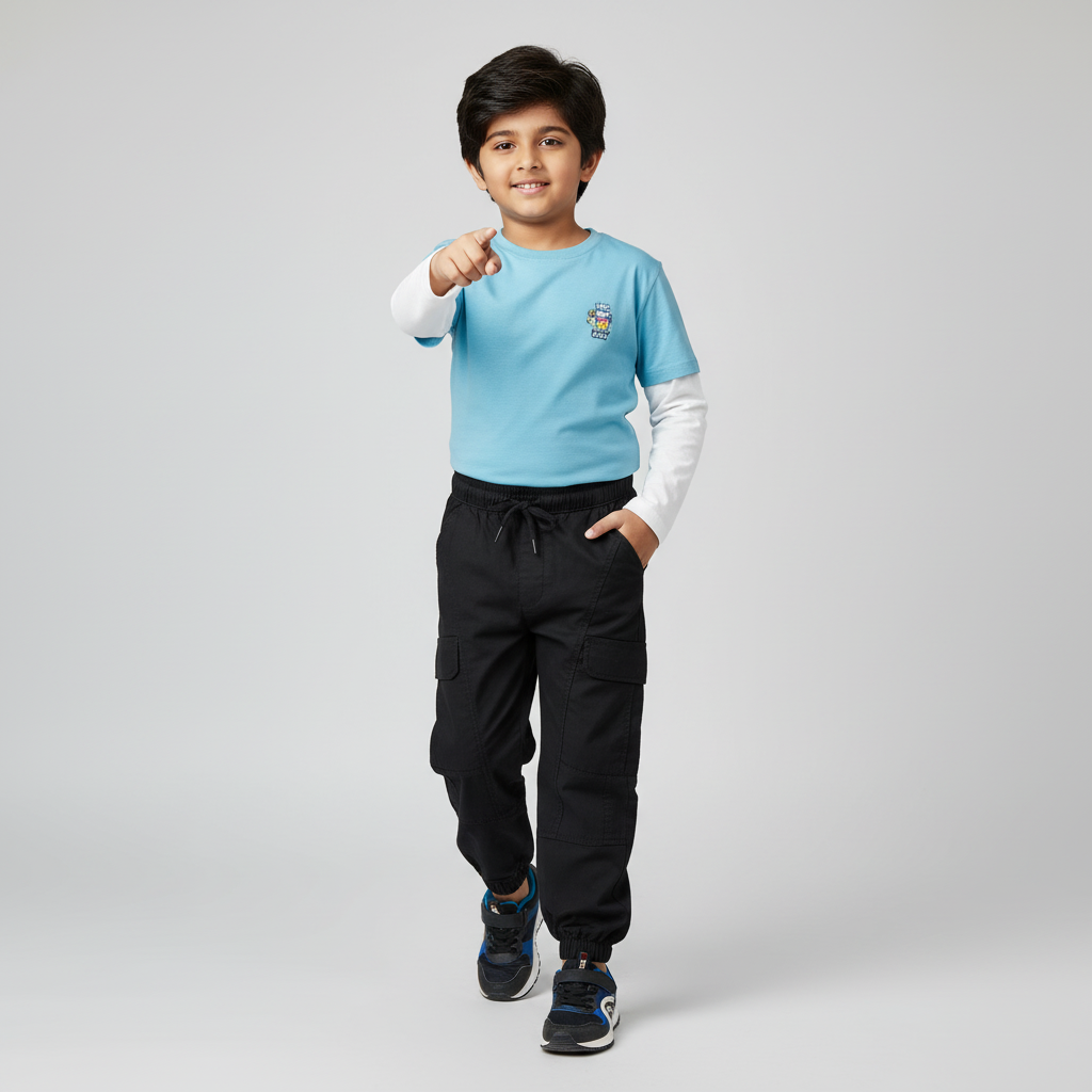 Boys Cotton Solid Joggers