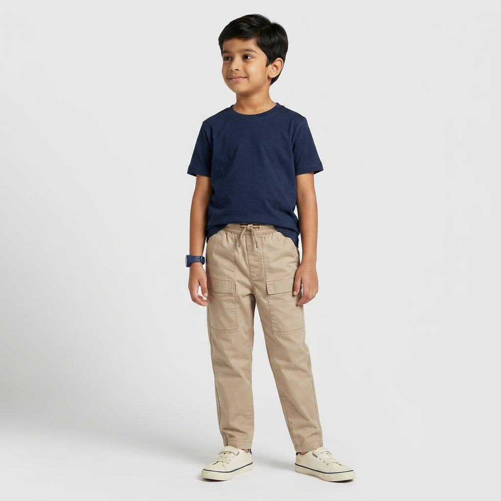 Boys Cotton Solid Mid Rise Trousers