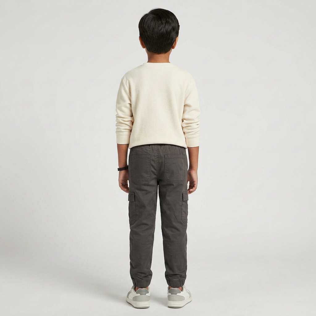 Boys Cotton Solid Mid Rise Joggers