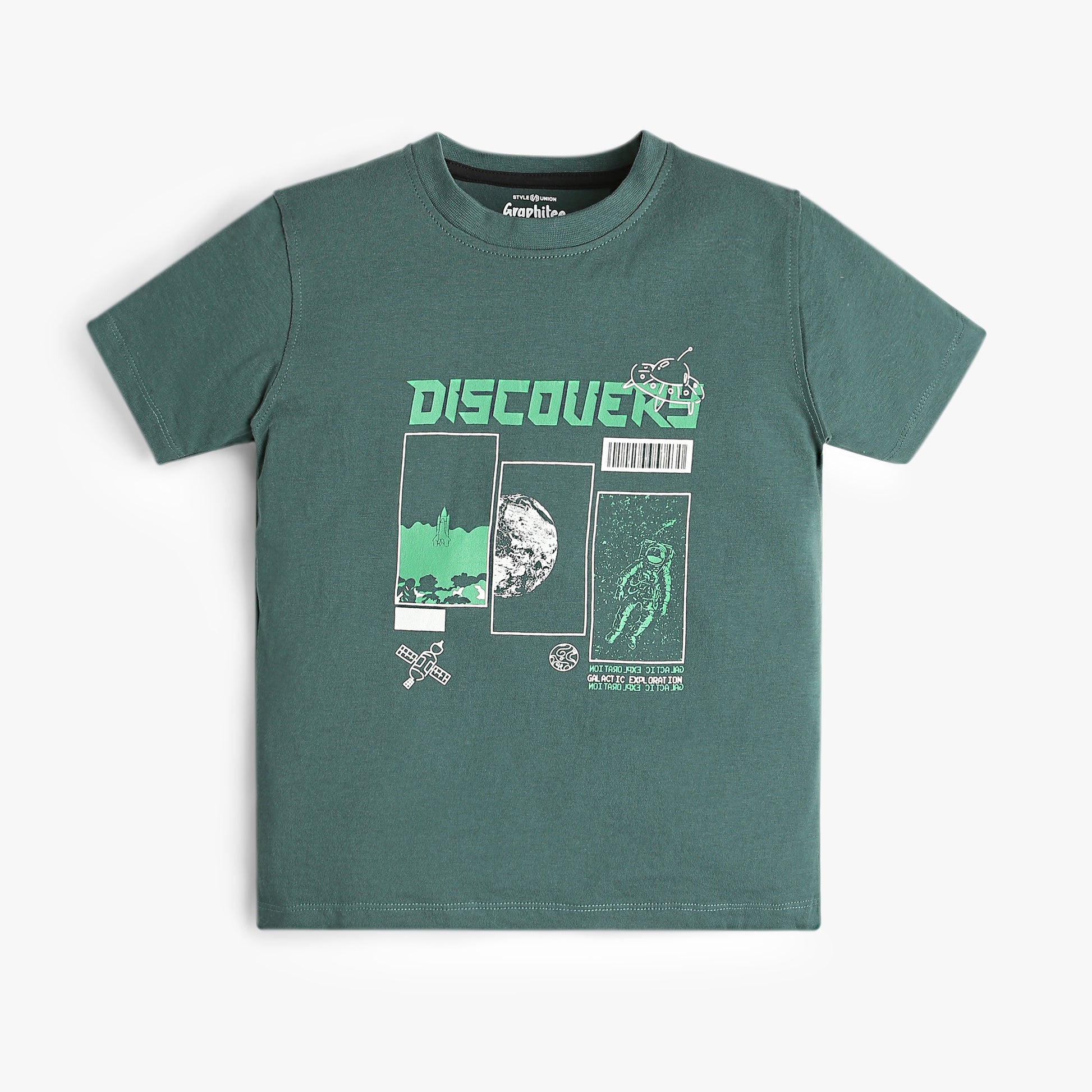 Boys Graphic Crew Neck Discovery Graphic Print T-Shirt
