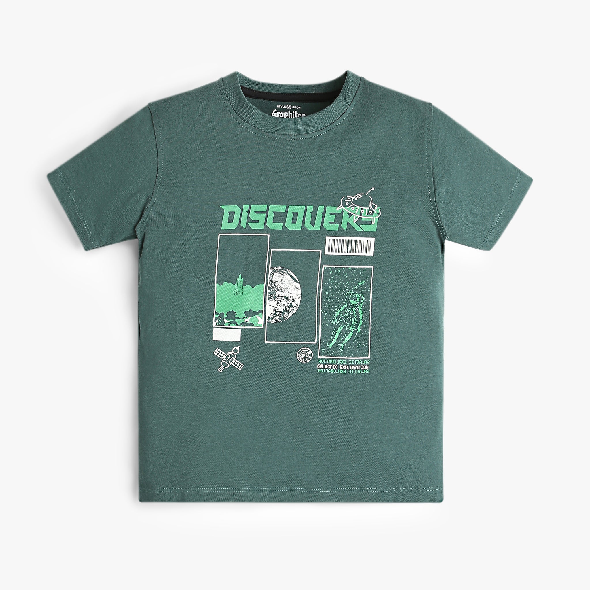 Boys Graphic Crew Neck Discovery Graphic Print T-Shirt