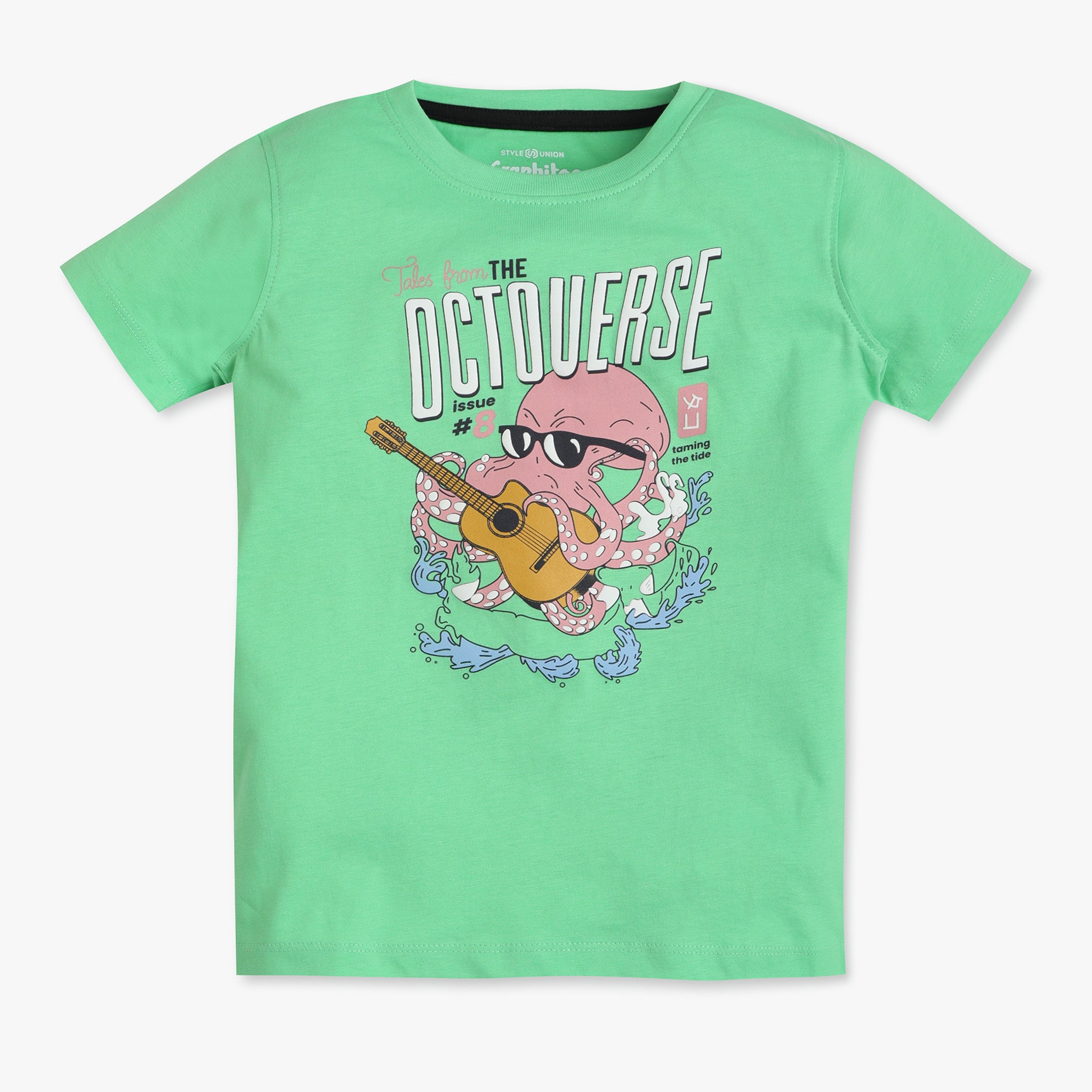 Boys Regular Fit Crew Neck Graphic T-Shirt