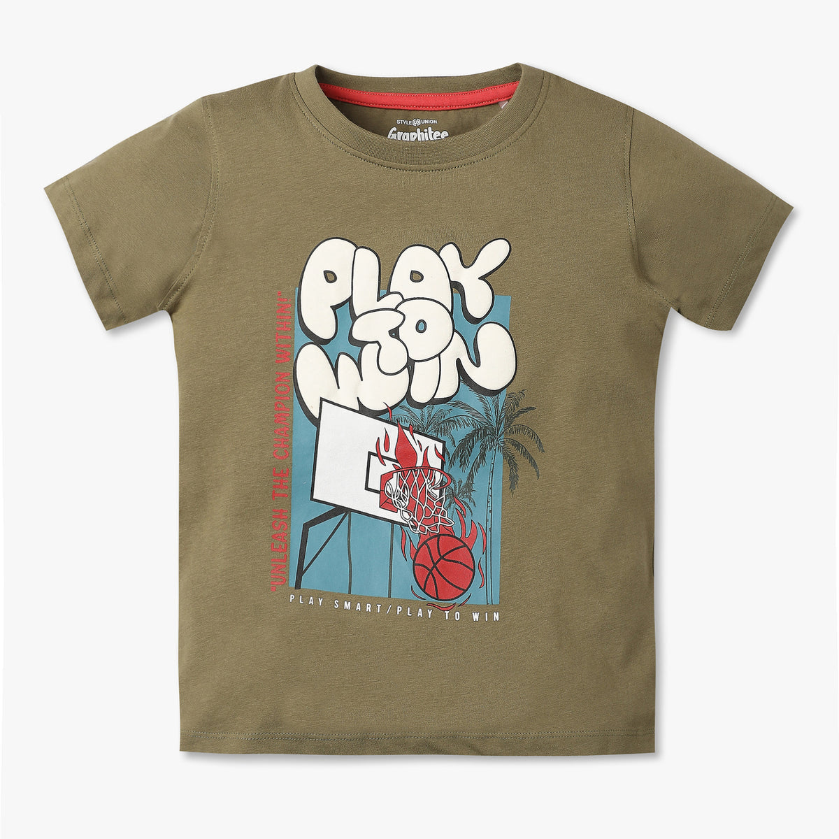 Boys Regular Fit Graphic Crew Neck T-Shirt