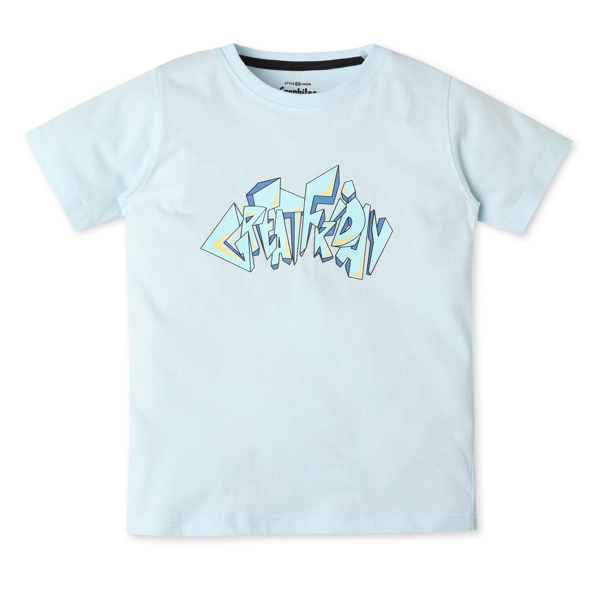 Boys Regular Fit Crew Neck Graphic T-Shirt