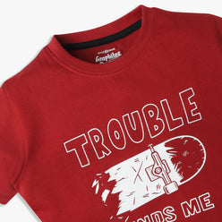 Boys Regular Fit Graphic Crew Neck T-Shirt