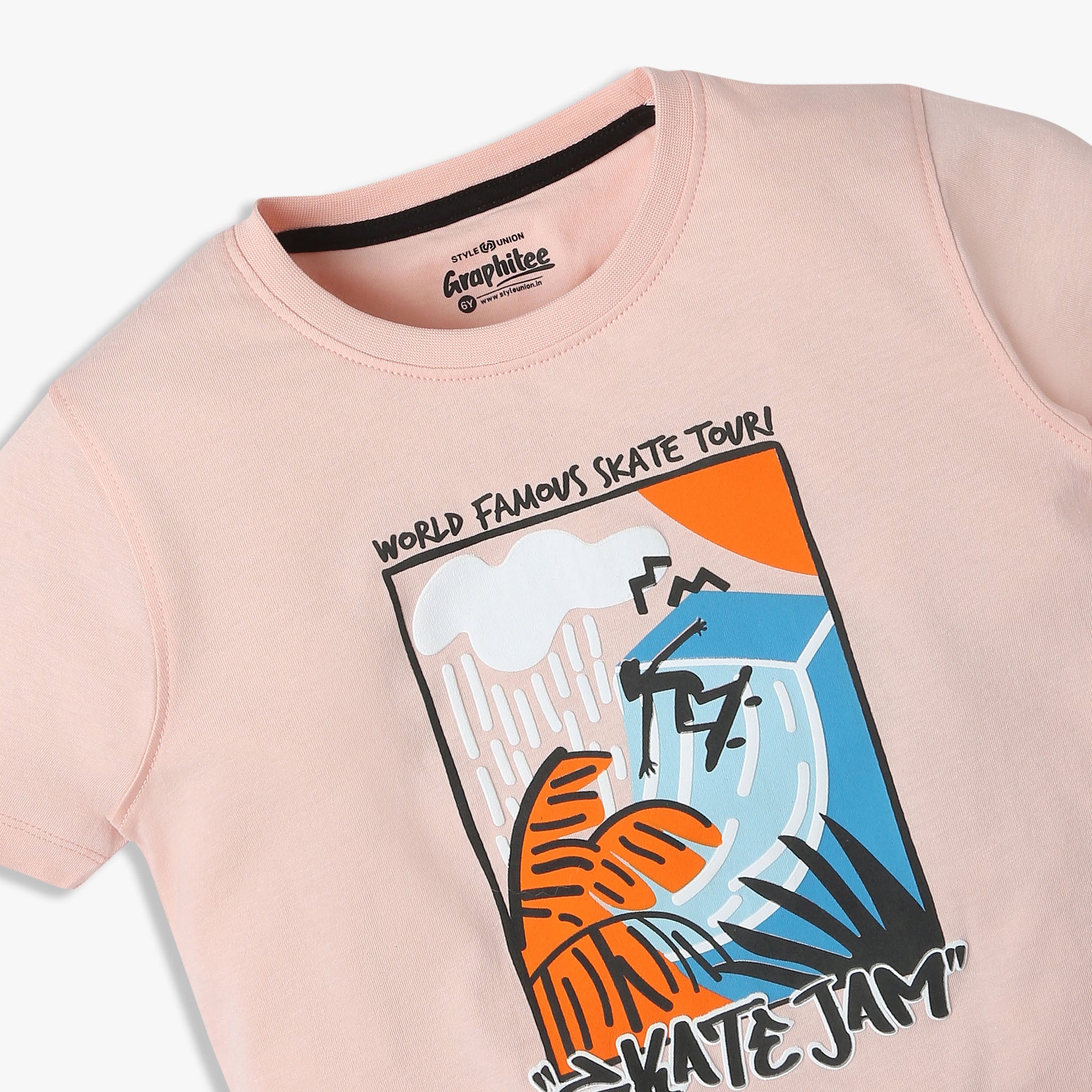 Boys Regular Fit Graphic Crew Neck T-Shirt