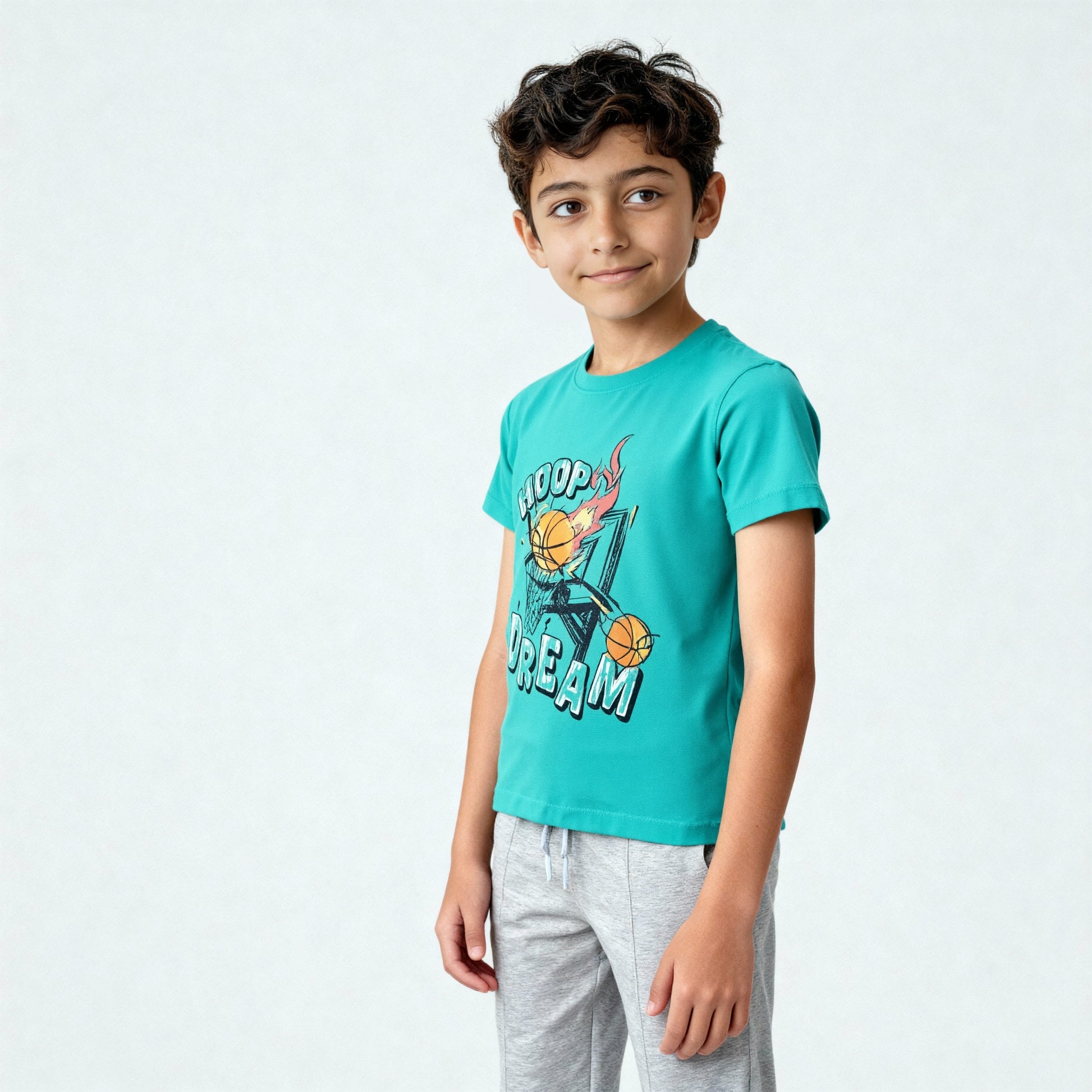 Boys Cotton Crew Neck Graphitee