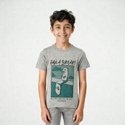 Boys Cotton Crew Neck Graphitee