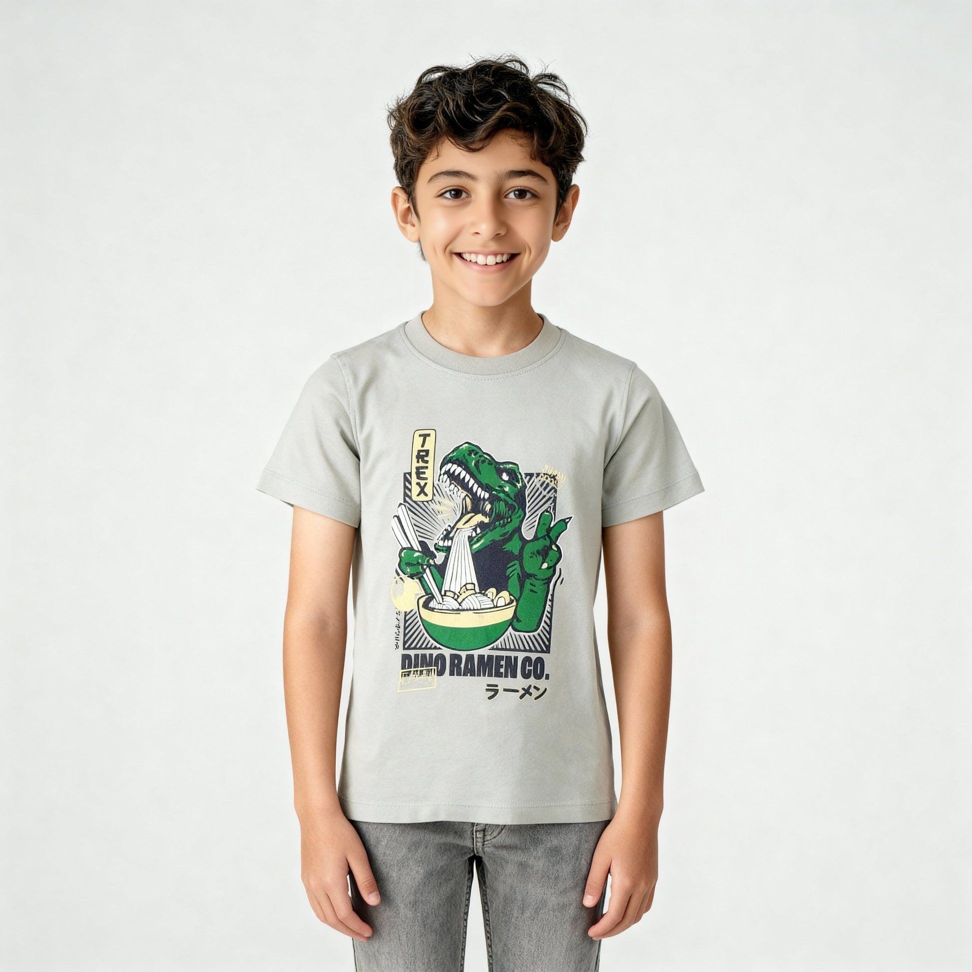 Boys Cotton Crew Neck Graphitee
