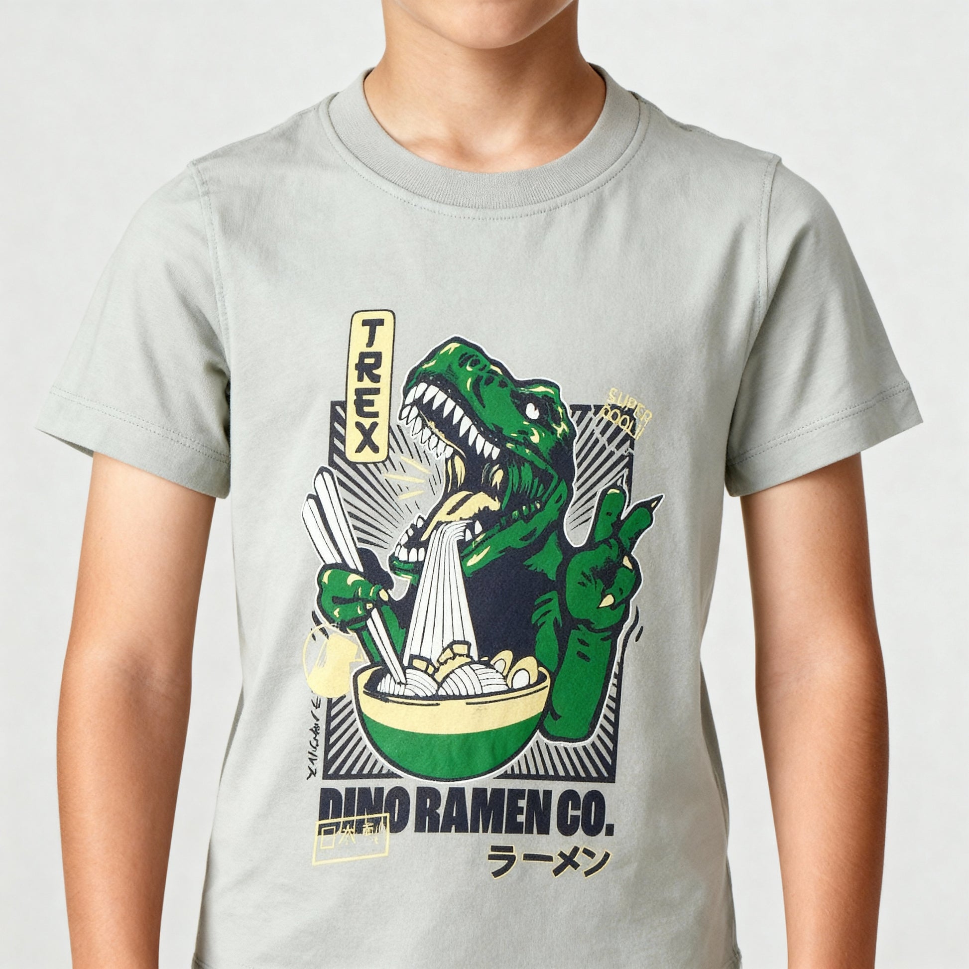 Boys Cotton Crew Neck Graphitee