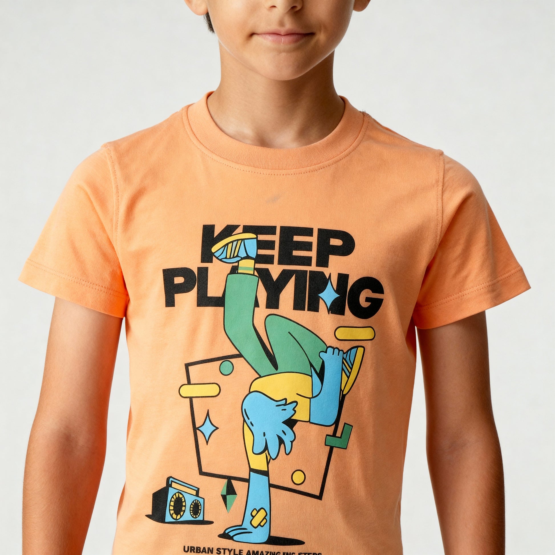 Boys Cotton Crew Neck Graphitee