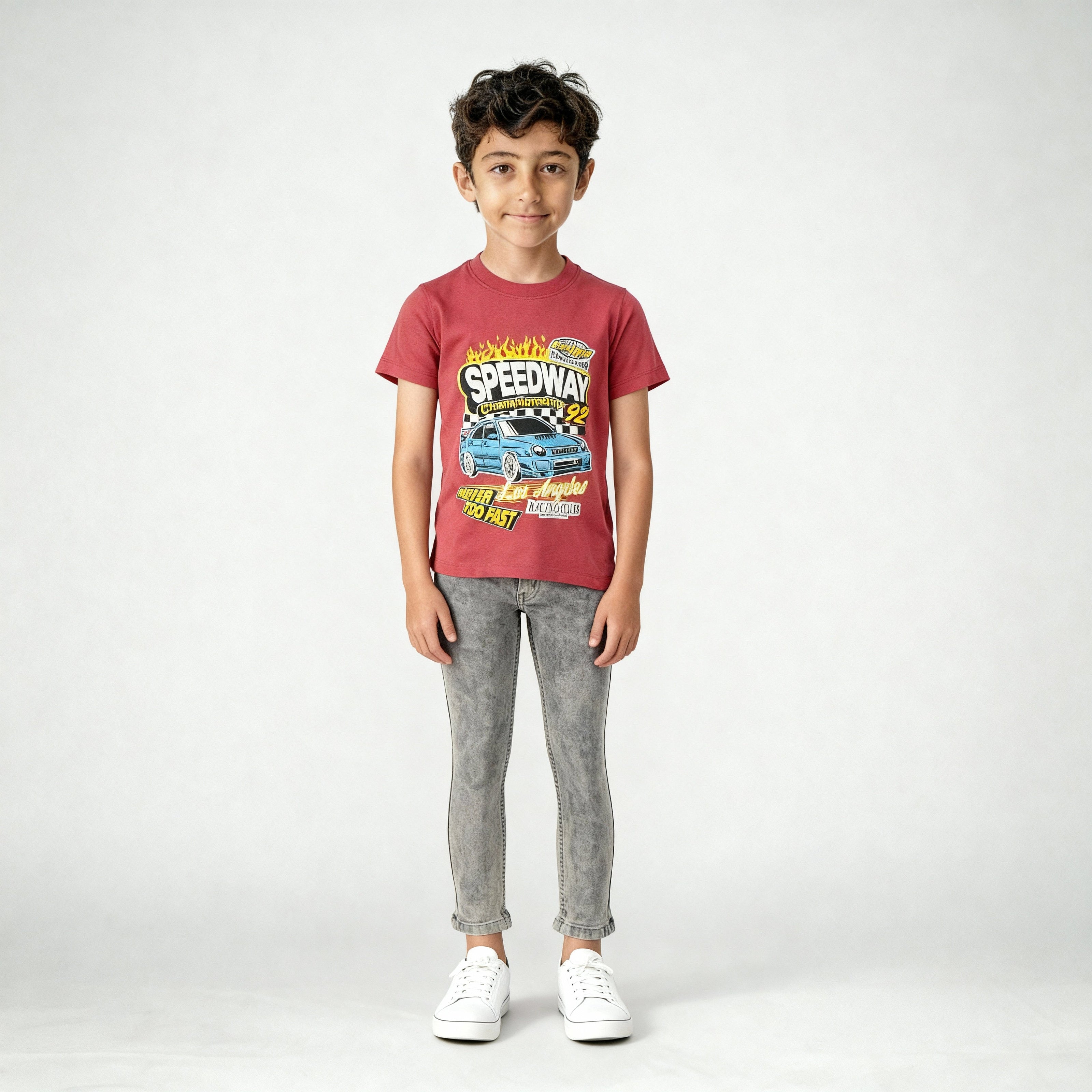 Boys Cotton Crew Neck Graphitee