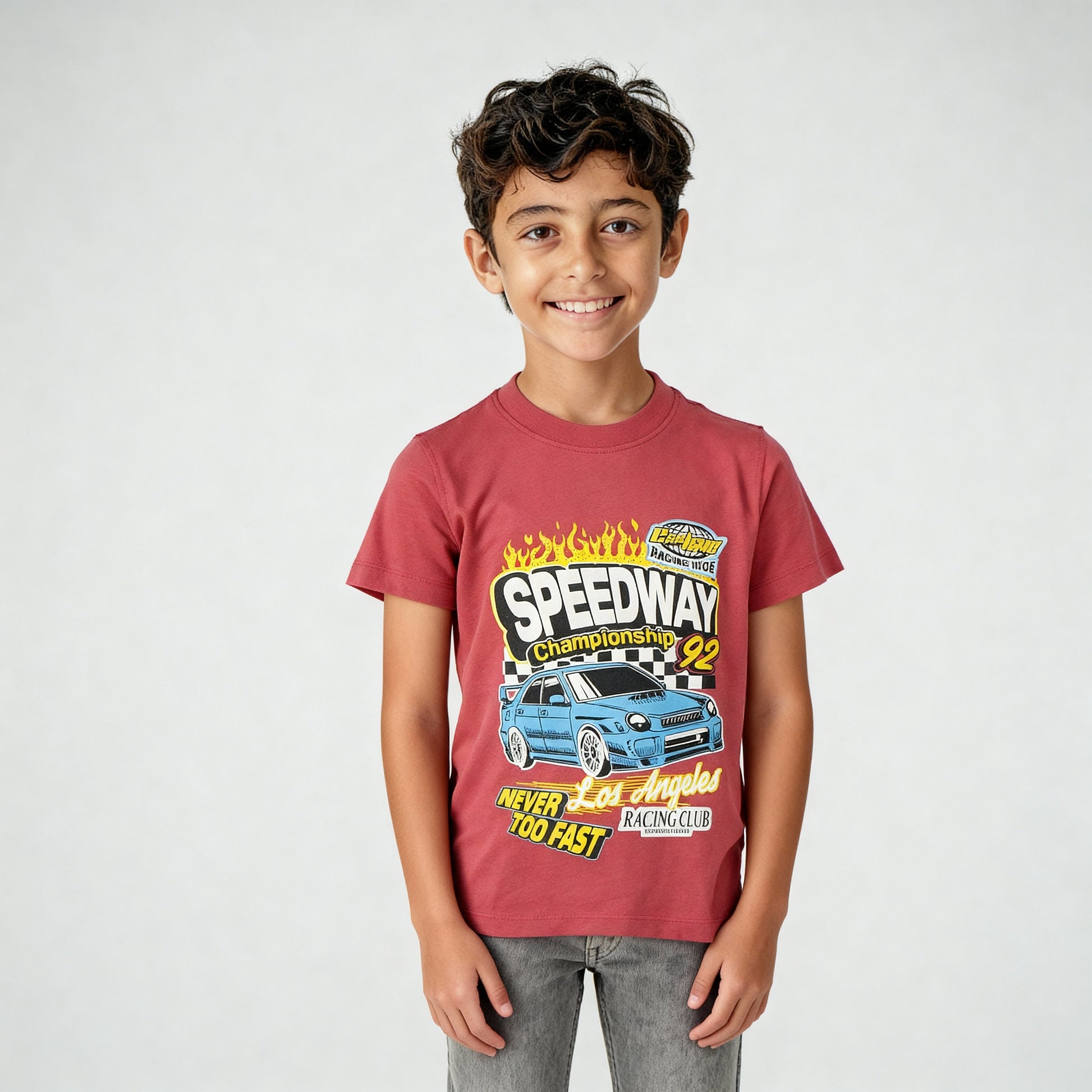Boys Cotton Crew Neck Graphitee