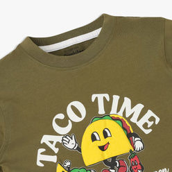 Boys Cotton Crew Neck Graphitee