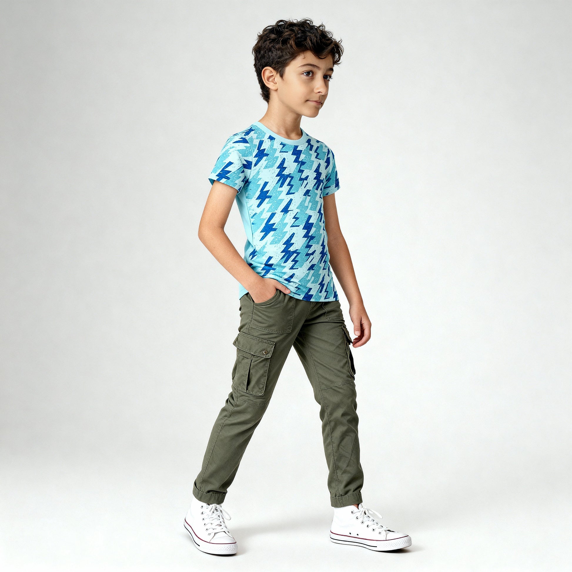 Boys Cotton Crew Neck Graphitee