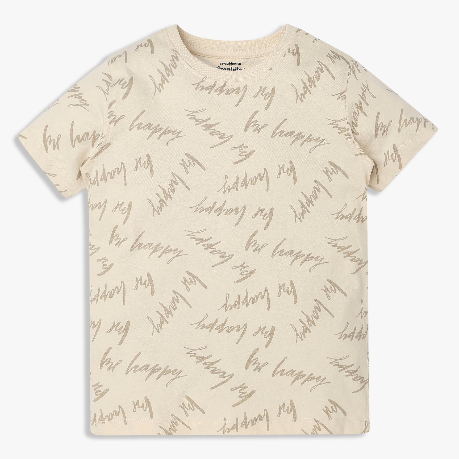 Boys Cotton Crew Neck Graphitee