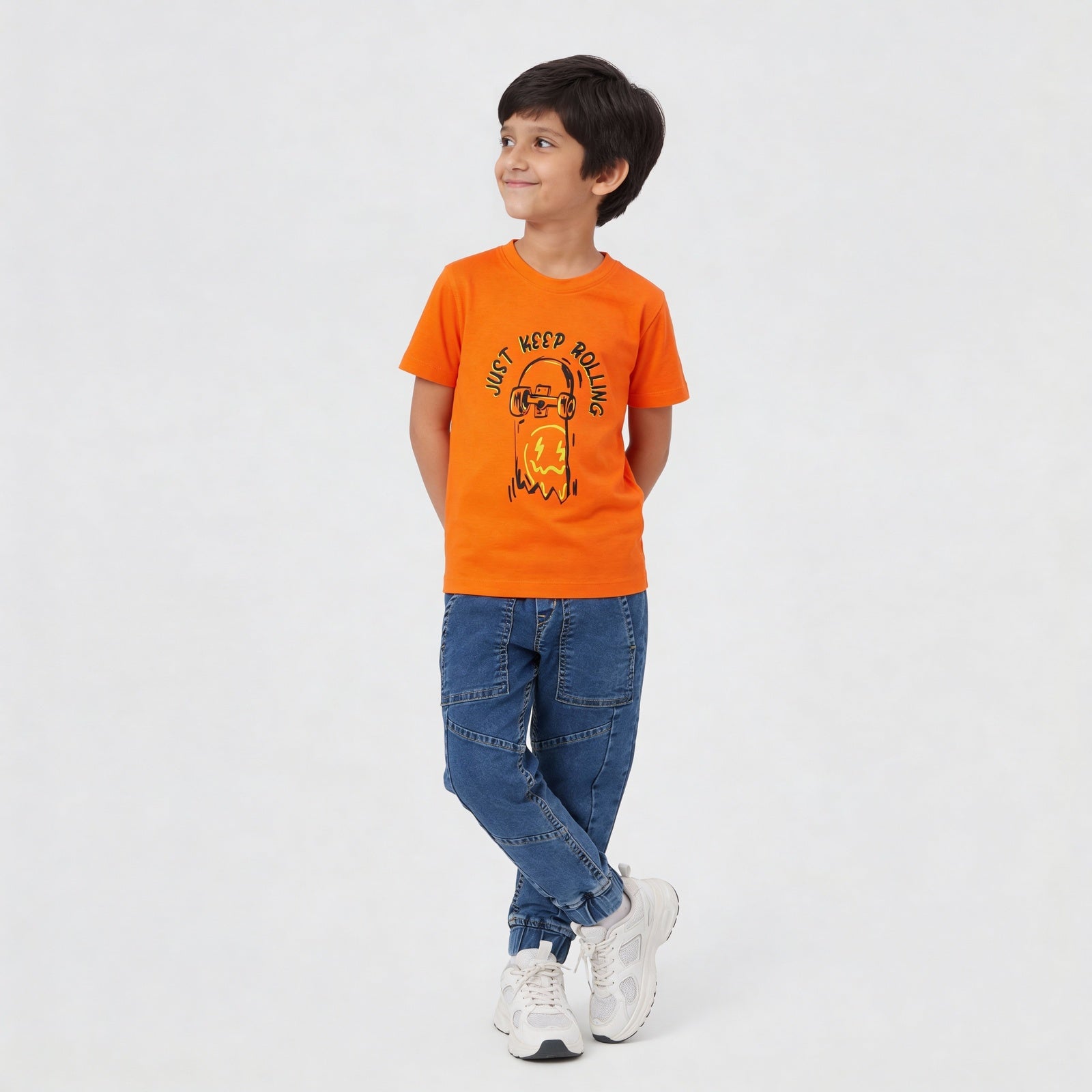 Boys Cotton Crew Neck Graphitee