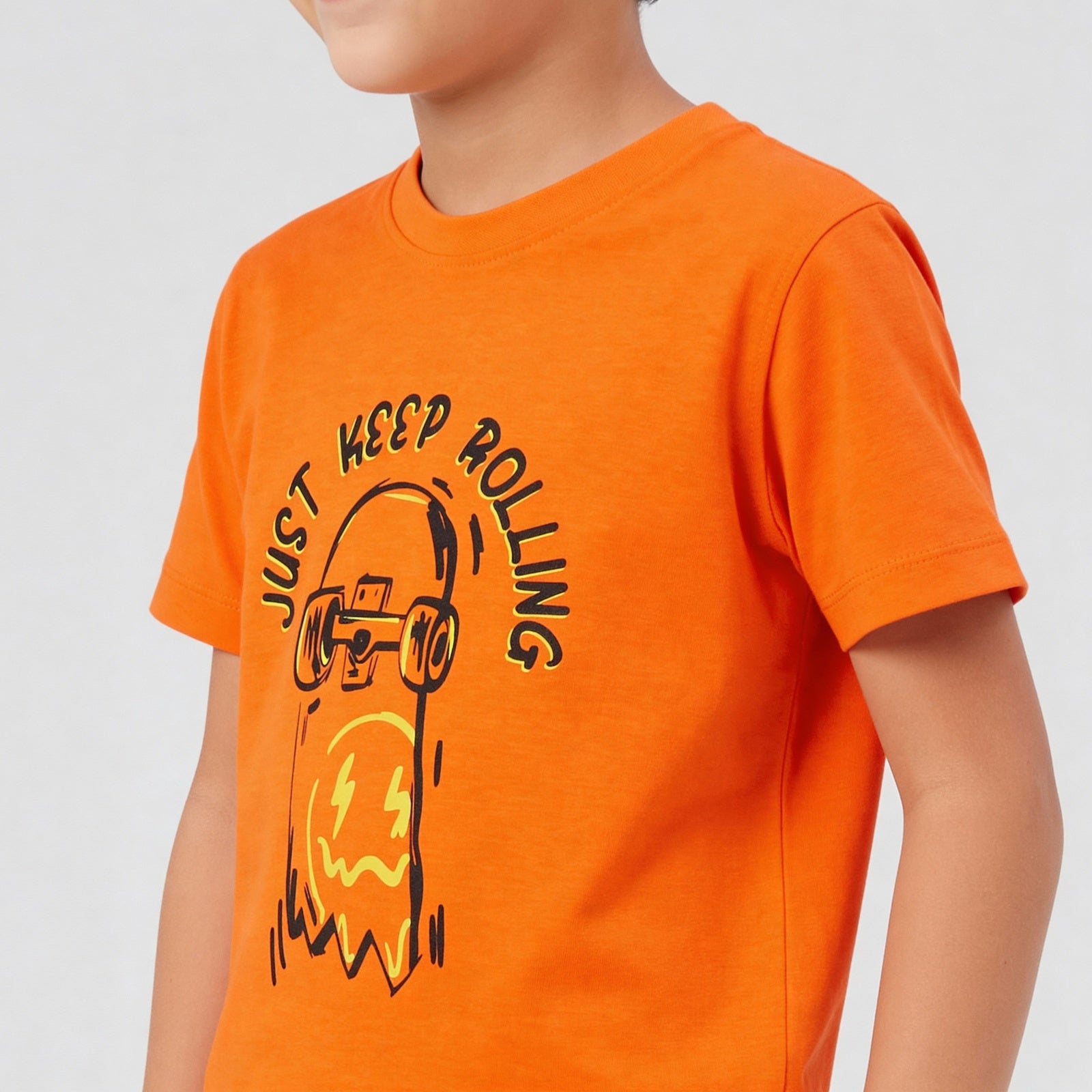 Boys Cotton Crew Neck Graphitee