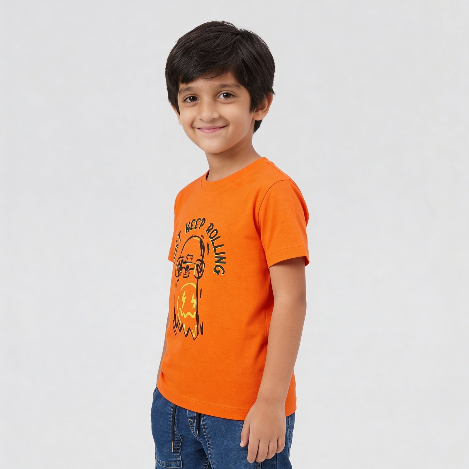 Boys Cotton Crew Neck Graphitee