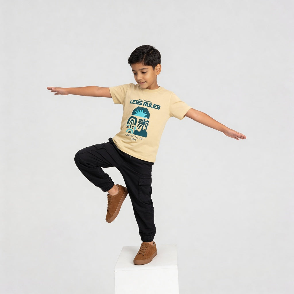 Boys Cotton Crew Neck Graphitee