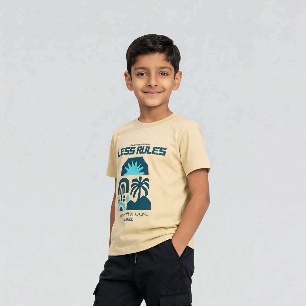 Boys Cotton Crew Neck Graphitee