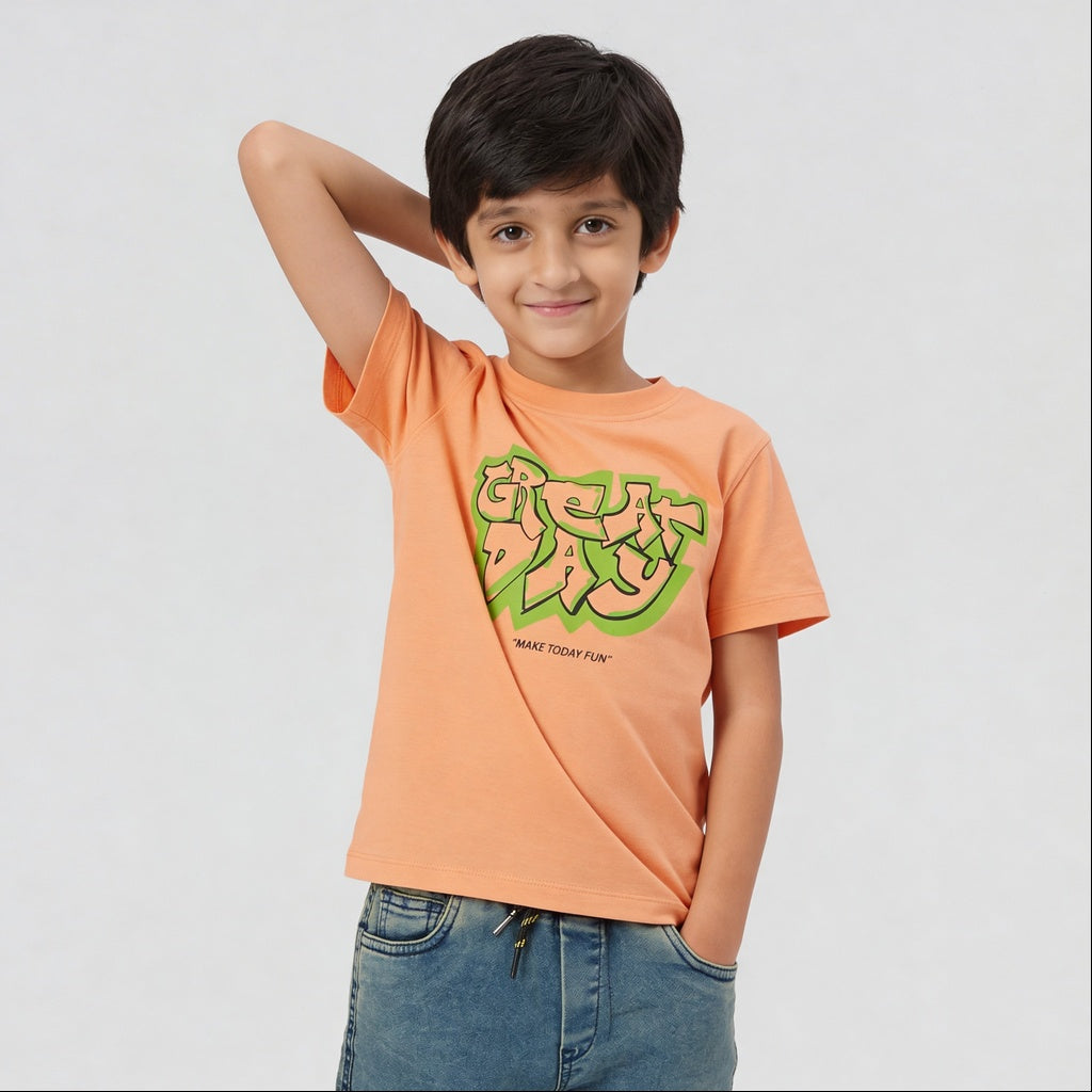 Boys Cotton Crew Neck Graphitee