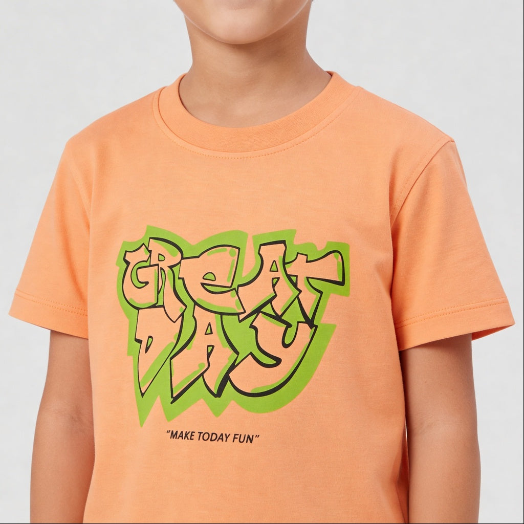 Boys Cotton Crew Neck Graphitee