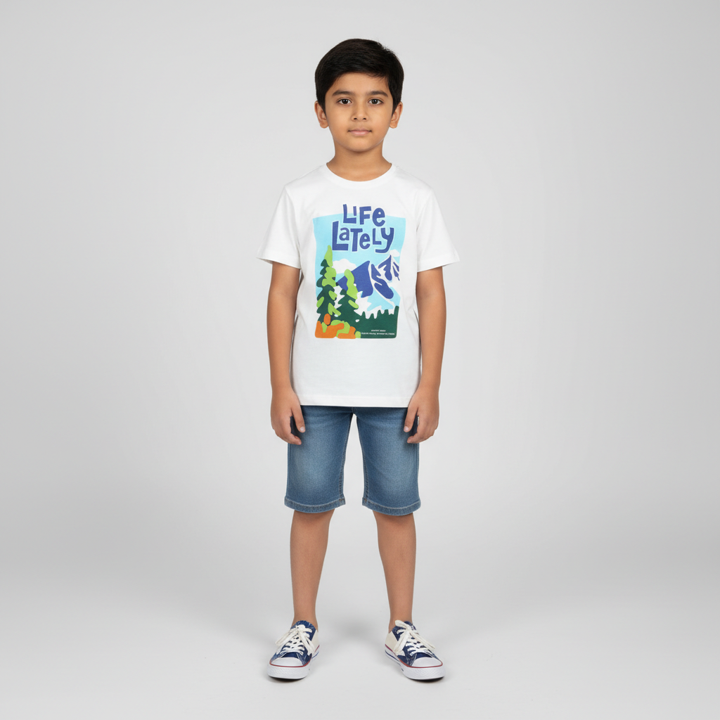 Boys Cotton Crew Neck Graphitee
