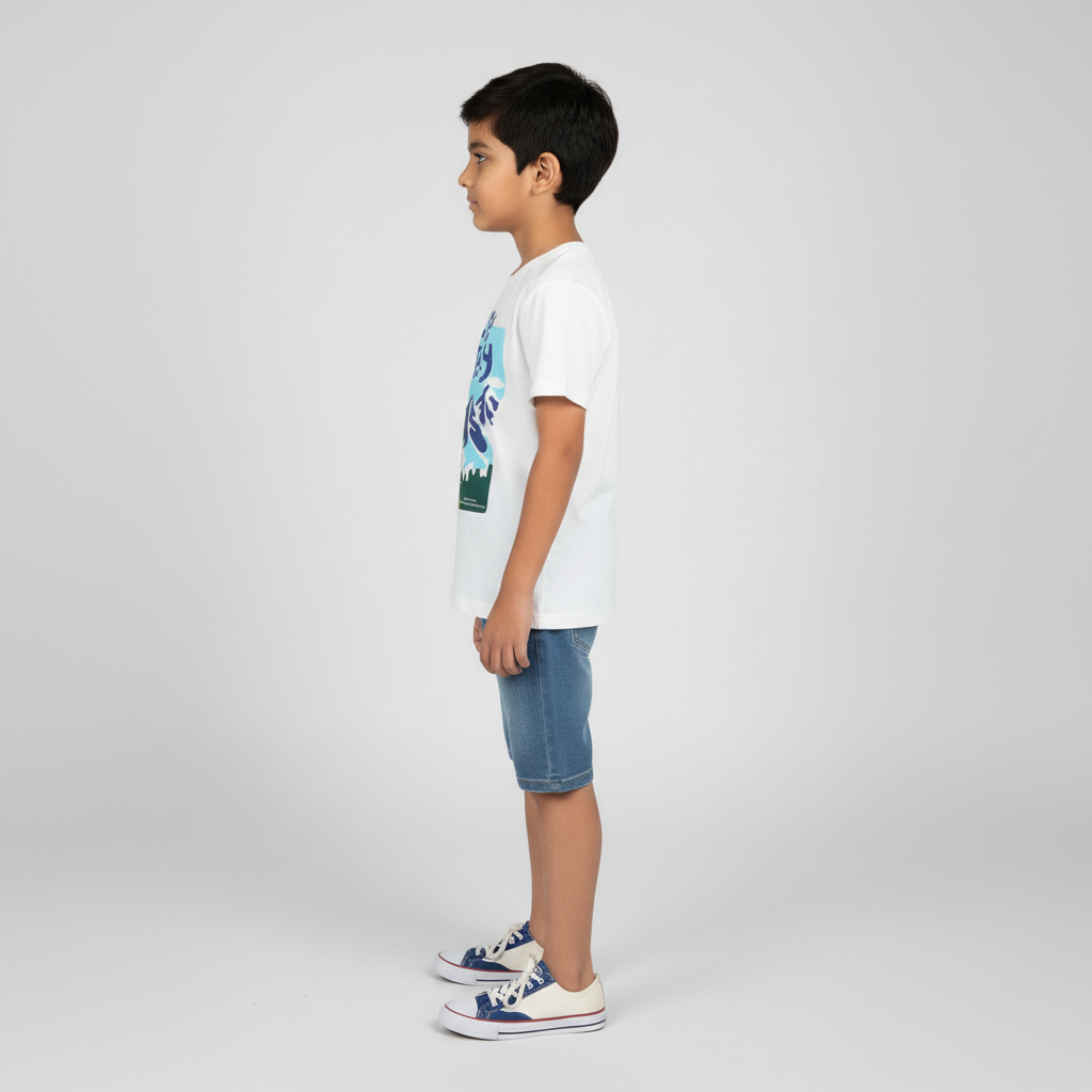 Boys Cotton Crew Neck Graphitee
