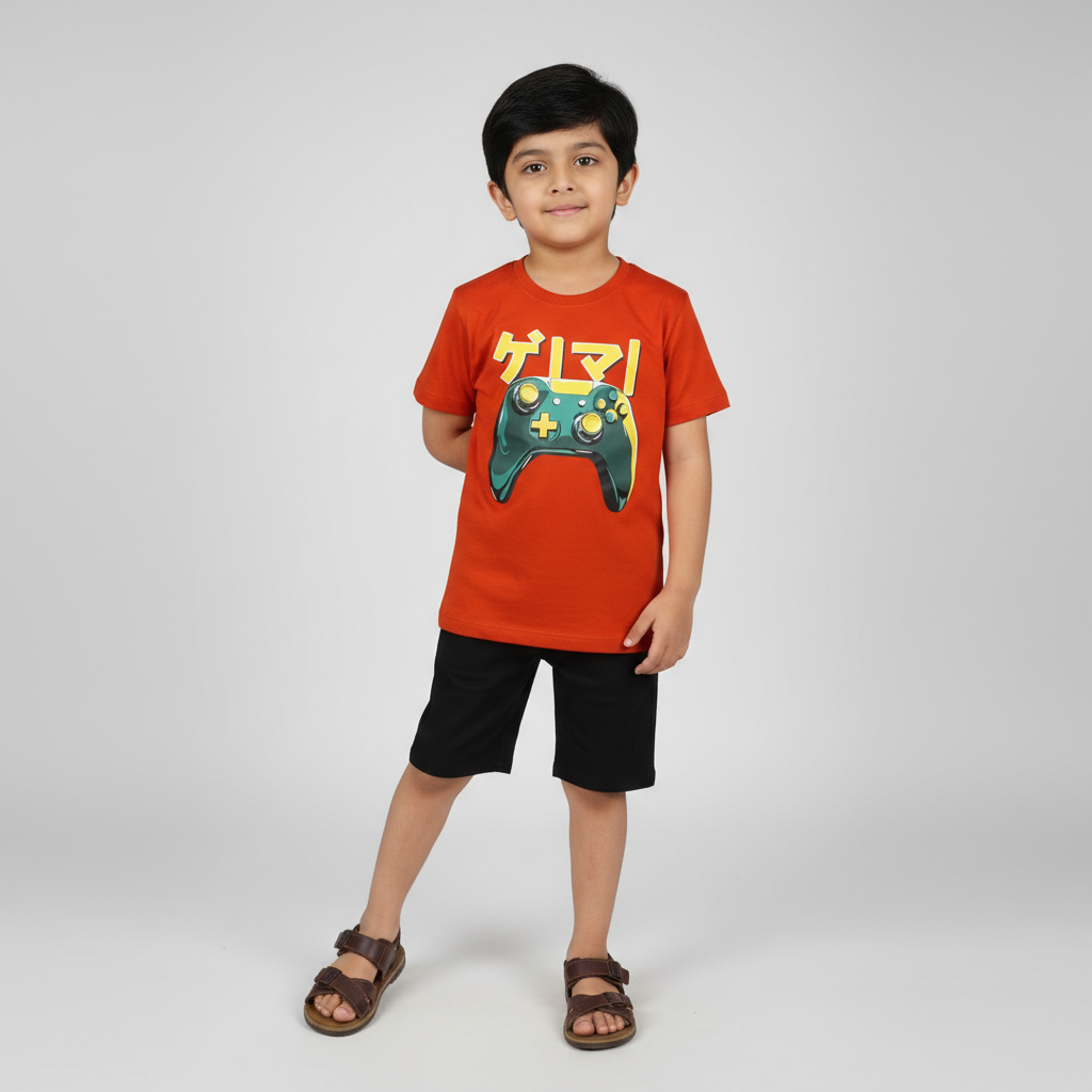Boys Cotton Crew Neck Graphitee