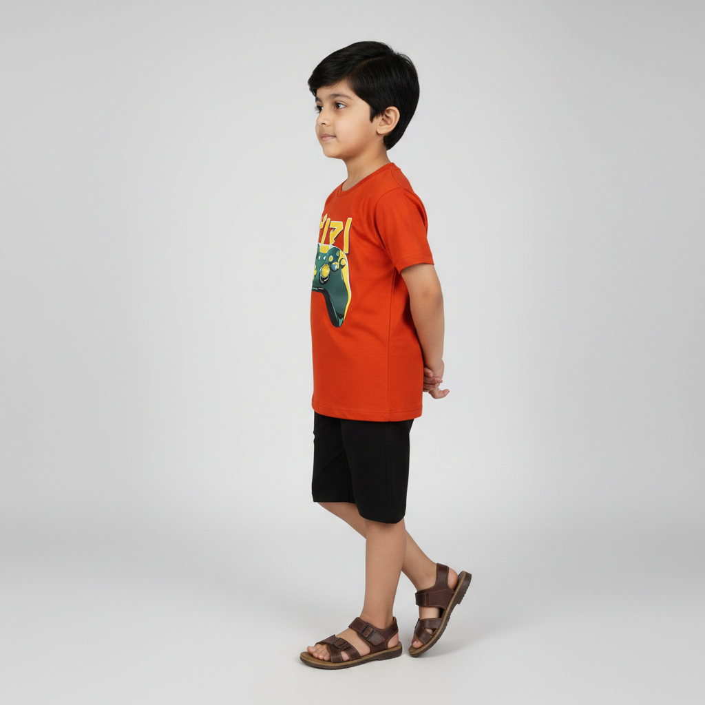 Boys Cotton Crew Neck Graphitee
