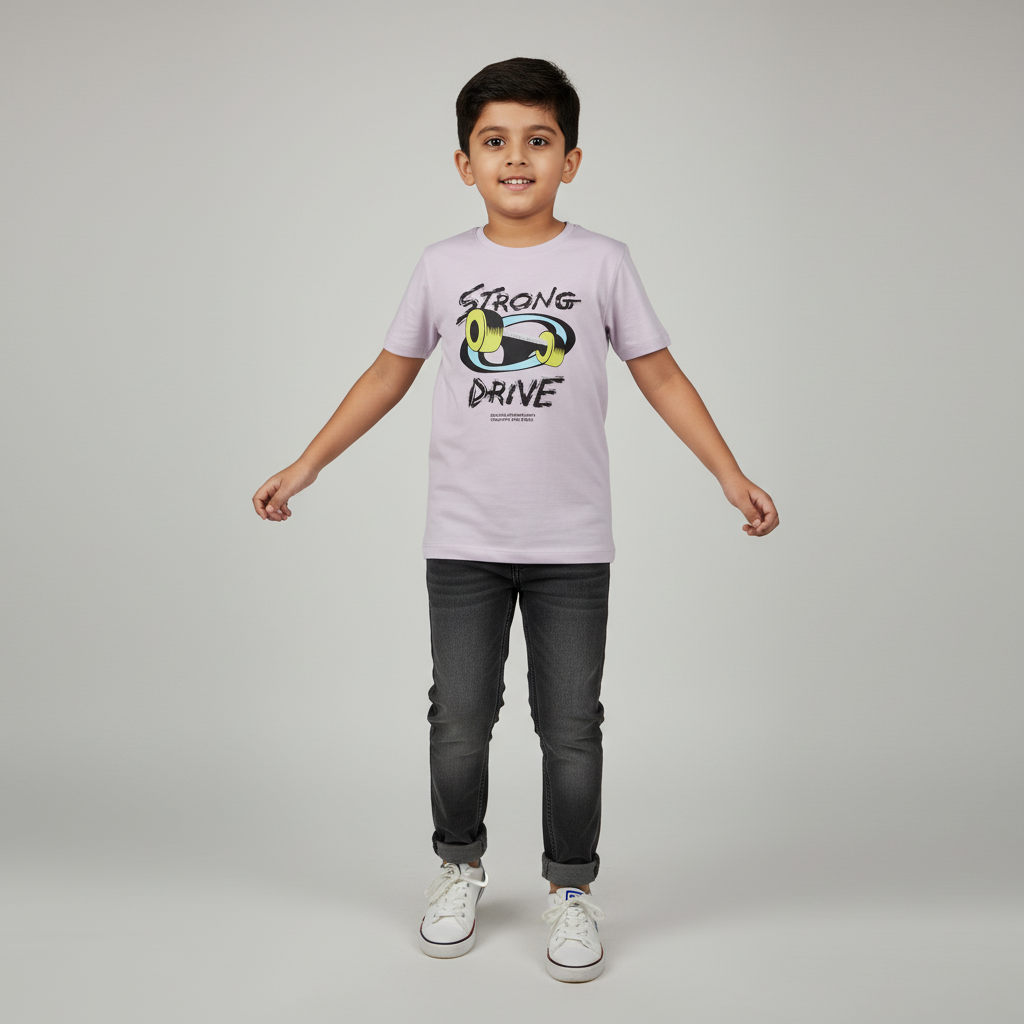 Boys Cotton Crew Neck Graphitee