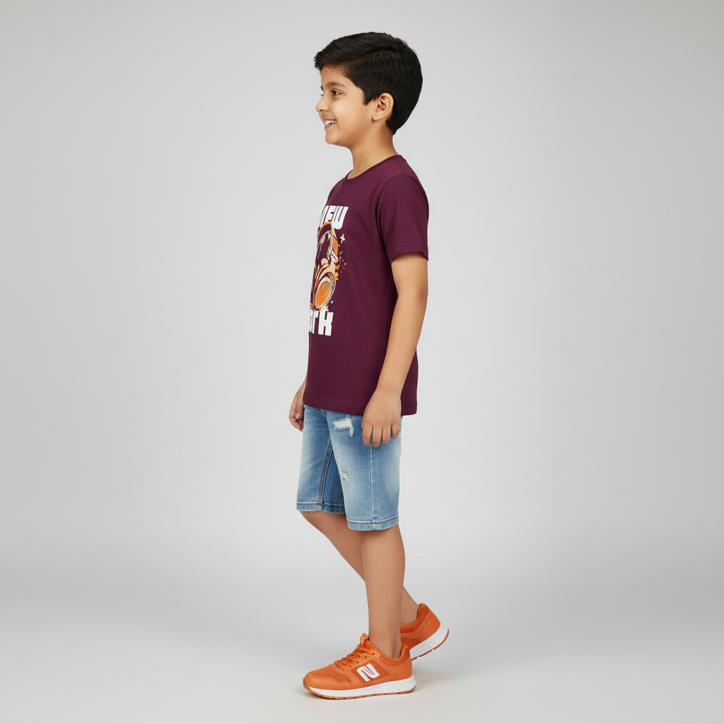 Boys Cotton Crew Neck Graphitee